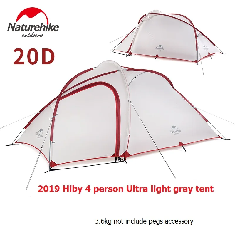 

Naturehike 2019 New Hiby Family Tent 20D Silicone Waterproof Double-Layer 4 Person 4 Season camping tent one room one hall