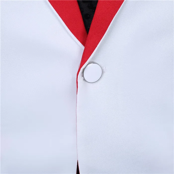 Red-White Stitching Blazers Set One Button Slim Fit Tuxedo Suit Men's Wedding Groomsmen Dress Singer Group Performance Costumes