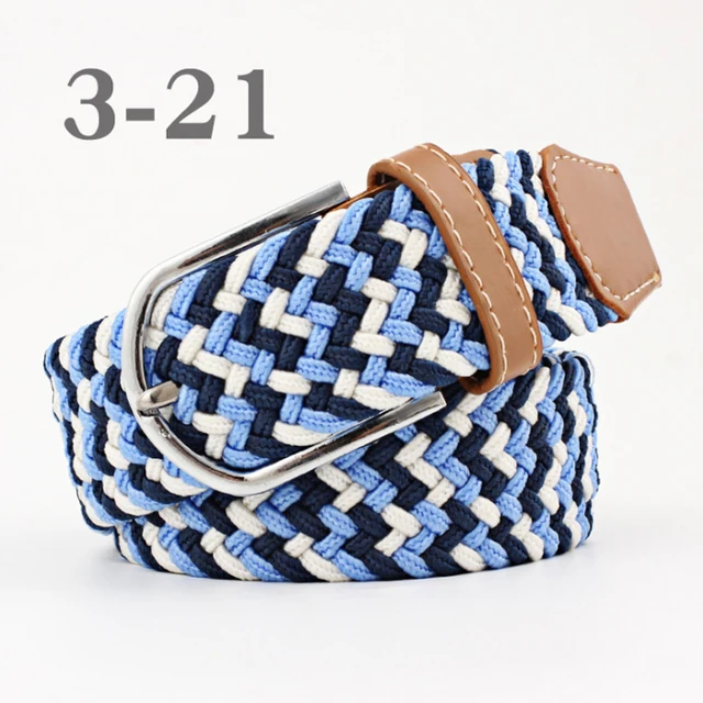 ZLD 60 Colors Female Casual Knitted Pin Buckle Men Belt Woven Canvas Elastic Expandable Braided Stretch Belts For Women Jeans 56