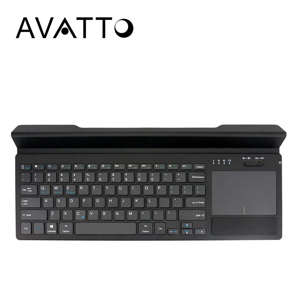 

[AVATTO] 2 Channel Bluetooth 4.0 Wireless Keyboard with Touchpad,Leather Groove for Andorid iOS Windows Mac OS Phone Tablet PC