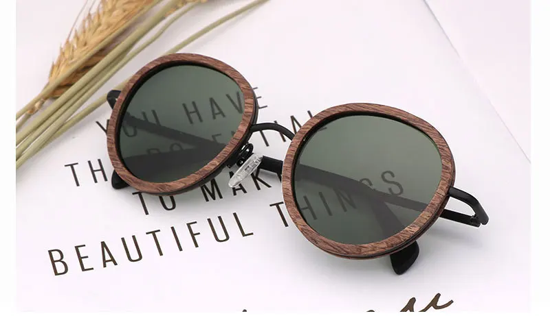 Круглые деревянные солнцезащитные очки для мужчин и женщин, фирменный дизайн, модные ультралегкие солнцезащитные очки, поляризационные линзы, UV400