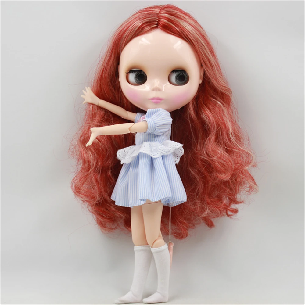 Blyth Doll 1/6 Joint Body Mixed Color Long Wavy Hair Central Cut 4 Colors For Eyes Suitable For DIY Free Shipping
