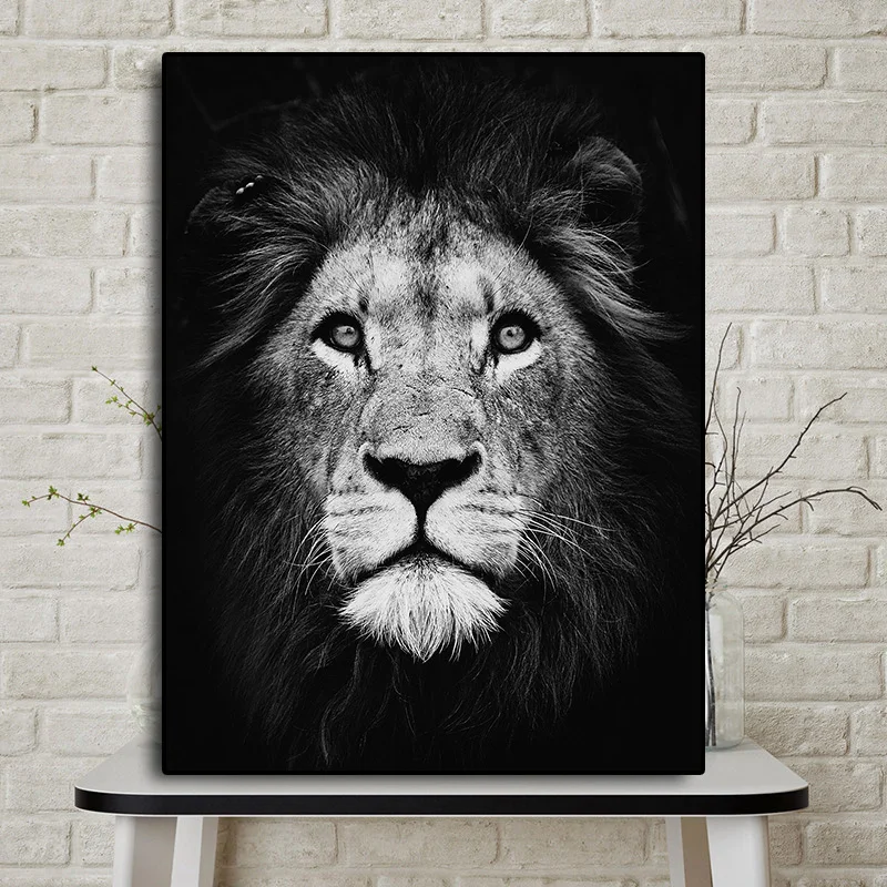 

Black and White Wild Africa Lion Landscape Animal Canvas Painting Posters and Print Cuadros Wall Art Picture for Living Room