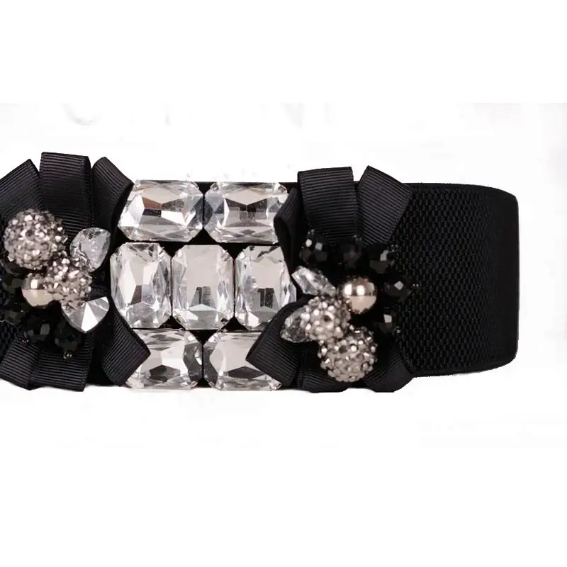 2017 الشتاء فساتين مطاطا حزام للنساء نوعية جيدة rhinestone زنار الأزياء زهرة تصميم المرأة حزام شحن مجاني