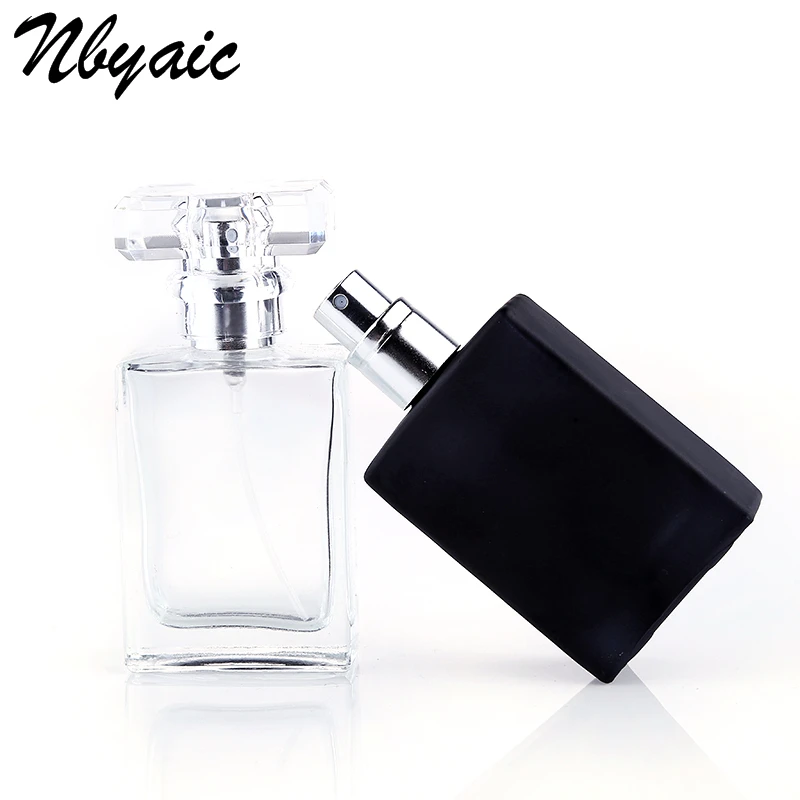 Nbyaic 1 шт. розничная 30 мл 50 мл квадратная стеклянная бутылка-спрей многоразовая бутылка черная и прозрачная бутылка
