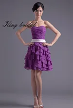 Lila Schatz Chiffon Short Mini Cocktailkleider mit Gürtel Bogen 2017 Sleeveless Eine Linie Heimkehr Kleid Kleider