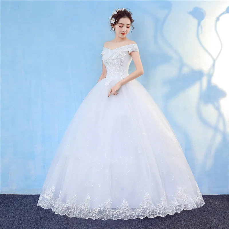 Новое поступление винтажное элегантное Кружевное белое свадебное платье с вырезом лодочкой размера плюс бальное платье недорогое