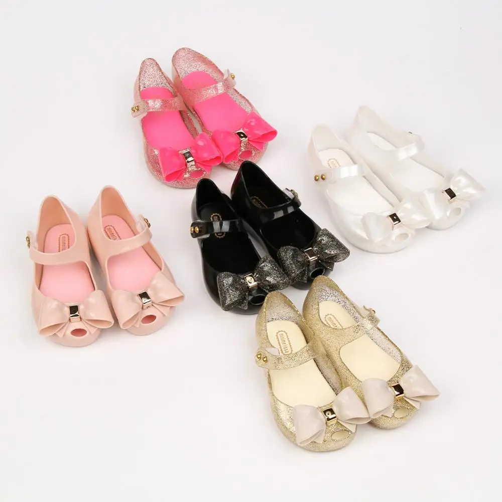 Детская летняя обувь мини Melissa, Красавица и чудовище, розовые детские босоножки из прозрачного пластика, модные сандалии с блестящим бантом для девочек, SH043