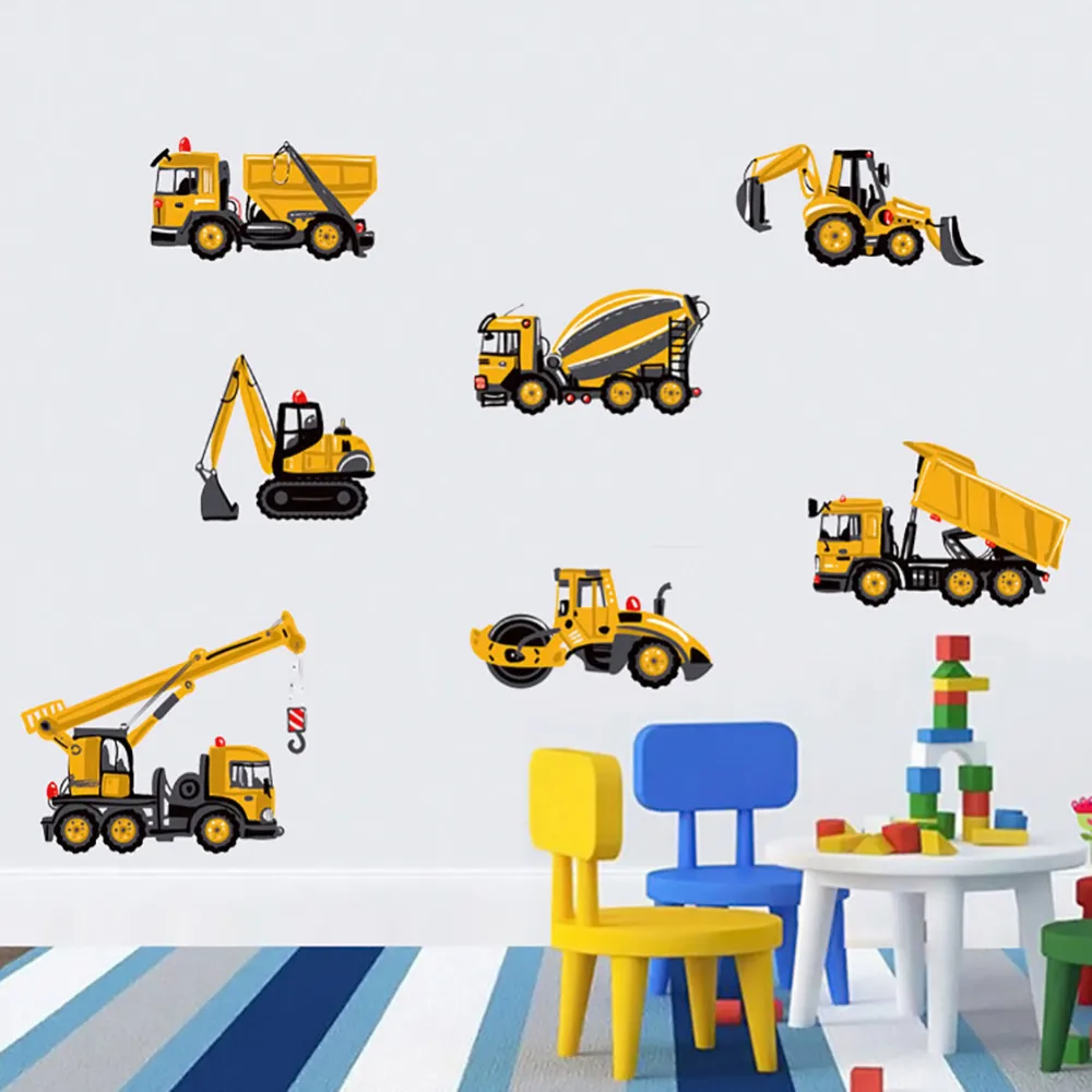 Cute Car Truck Cartoon Wall Stickers Boy's Room Decoration Removable