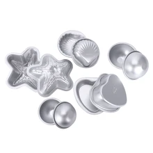 Металлические формы для бомбочек Fizzies набор из 5, 2 формы корпуса, 4 полусферы(2-3/8 дюйма, 2 дюйма), 2 формы сердца, 2 в форме морских звезд