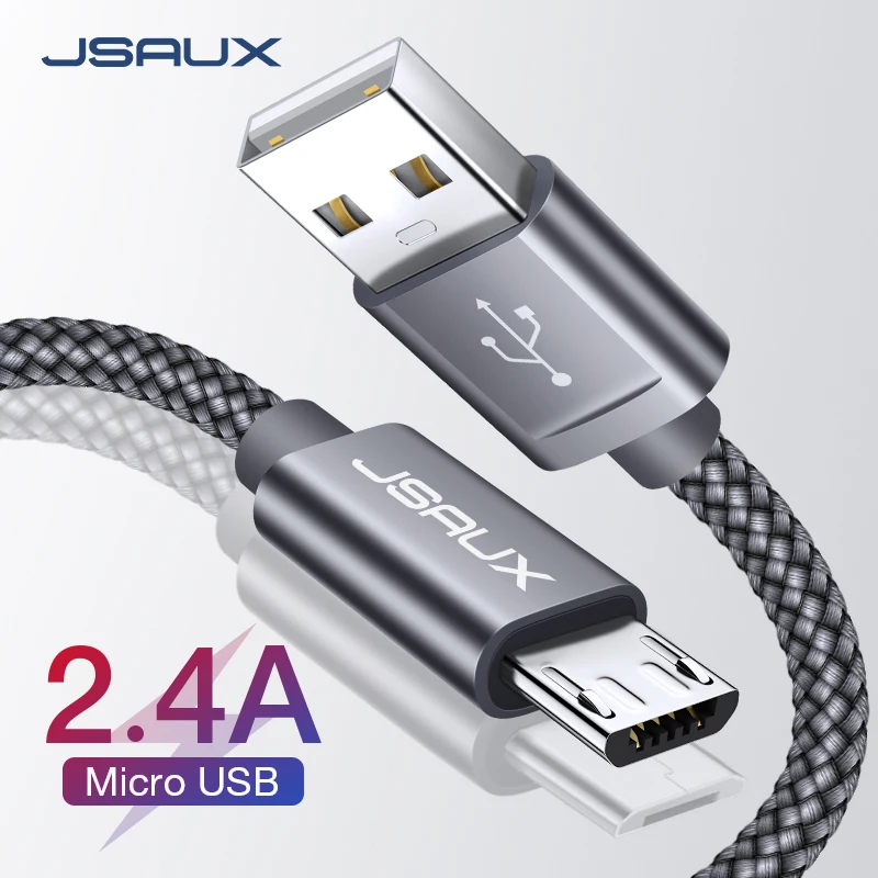 

JSAUX 2m Micro USB Cable for Xiaomi Redmi Note 5 Pro 4 Reversible Micro USB Charger Data Cable for Samsung S7 Mobile Phone