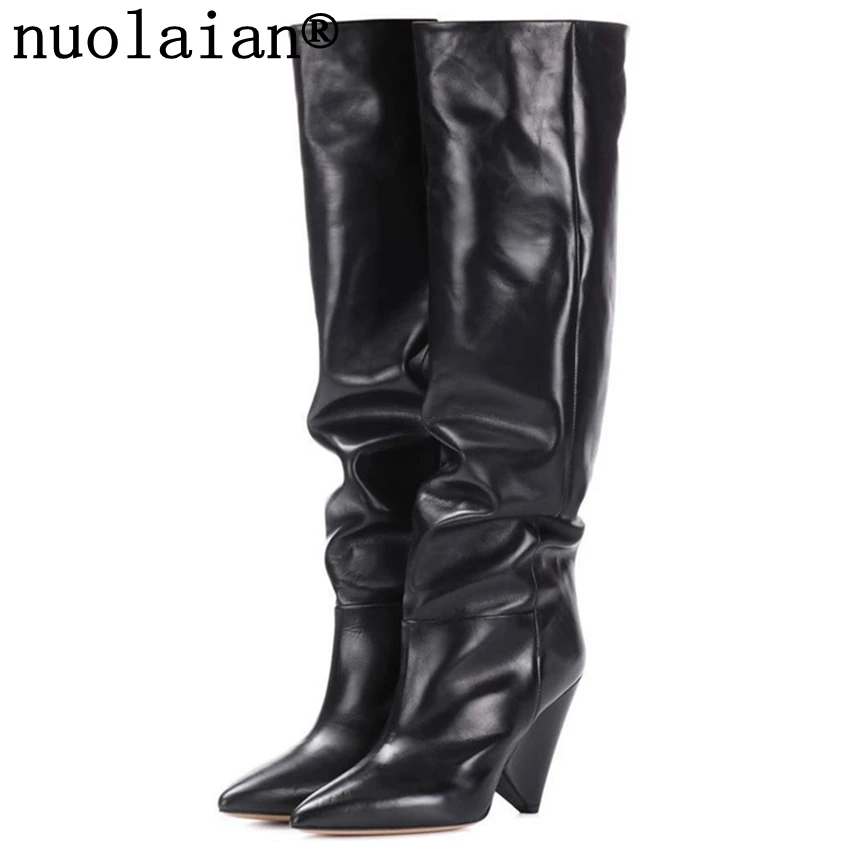 womens black leather boots with heel
