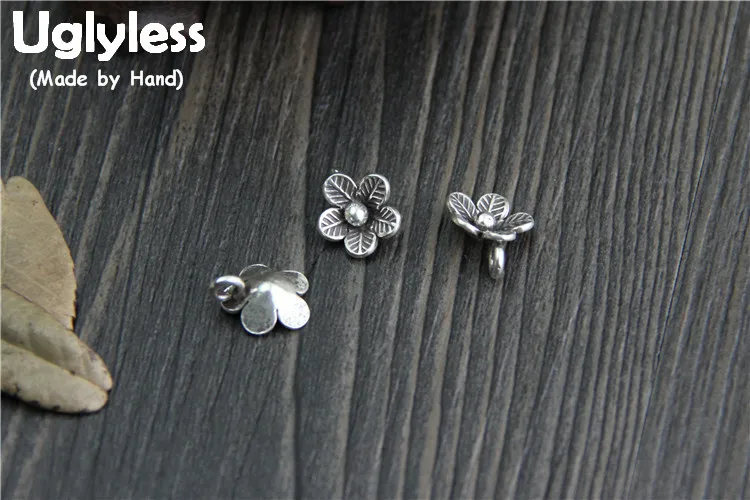 

Uglyless Real S925 Sterling Silver Flowers Charms Accessory Jewelry DIY Handmade Findings Ethnic Romantic Floral Pendants Bijoux