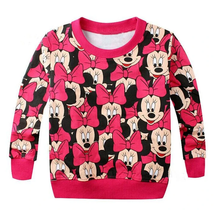 Детская футболка, Модный повседневный махровый свитер с капюшоном и рисунком, одежда с дизайном «Микки», Детская футболка с длинными рукавами для мальчиков и девочек, хлопковый топ