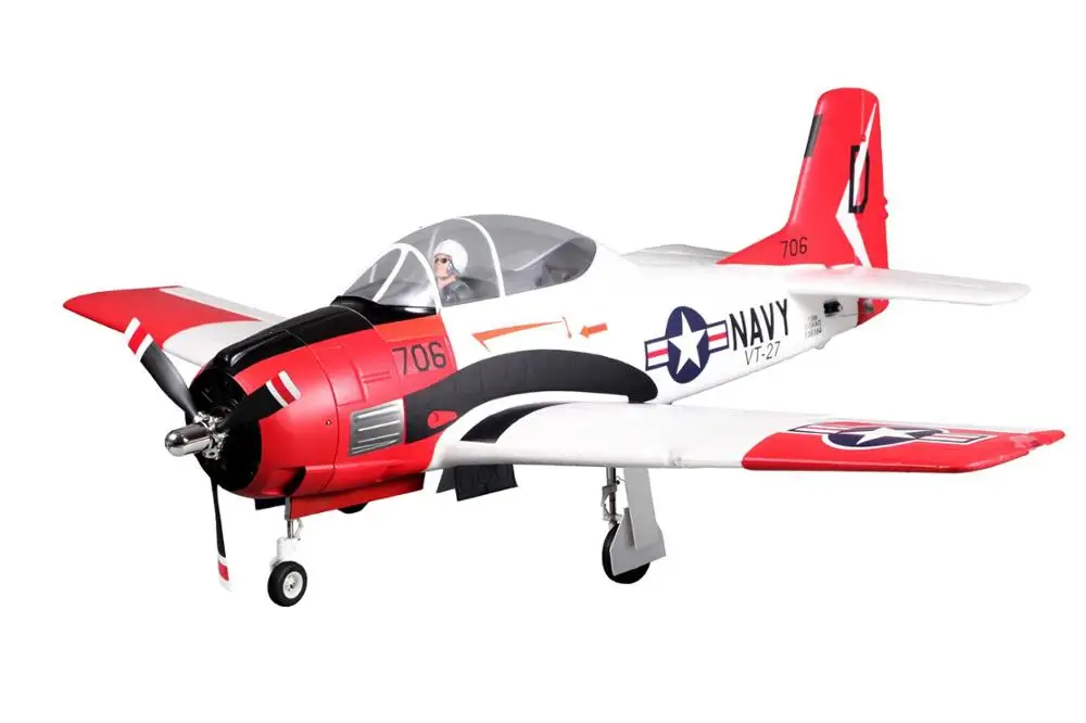 FMS 1400 мм 1,4 м T28 T-28 Троян V4 6CH с закрылками втягивается светодиодный EPO PNP RC самолет американская Warbird модель самолета Avion - Цвет: Red