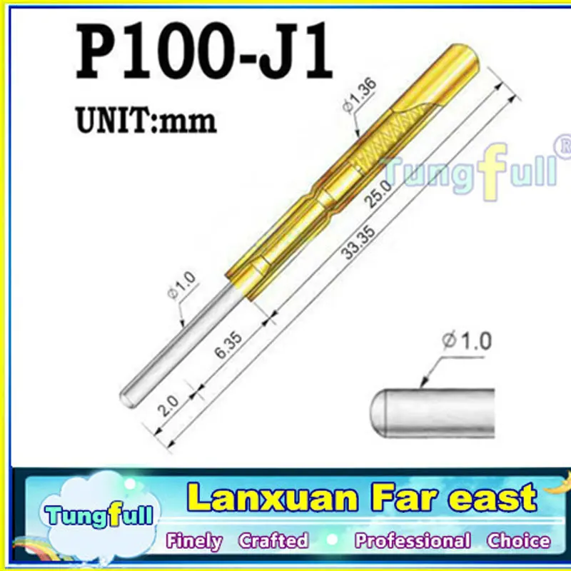 TUNGFULL Φ диаметром 1 36 мм 180 г позолоченный пружинный тестовый зонд Pogo Pin оптовая