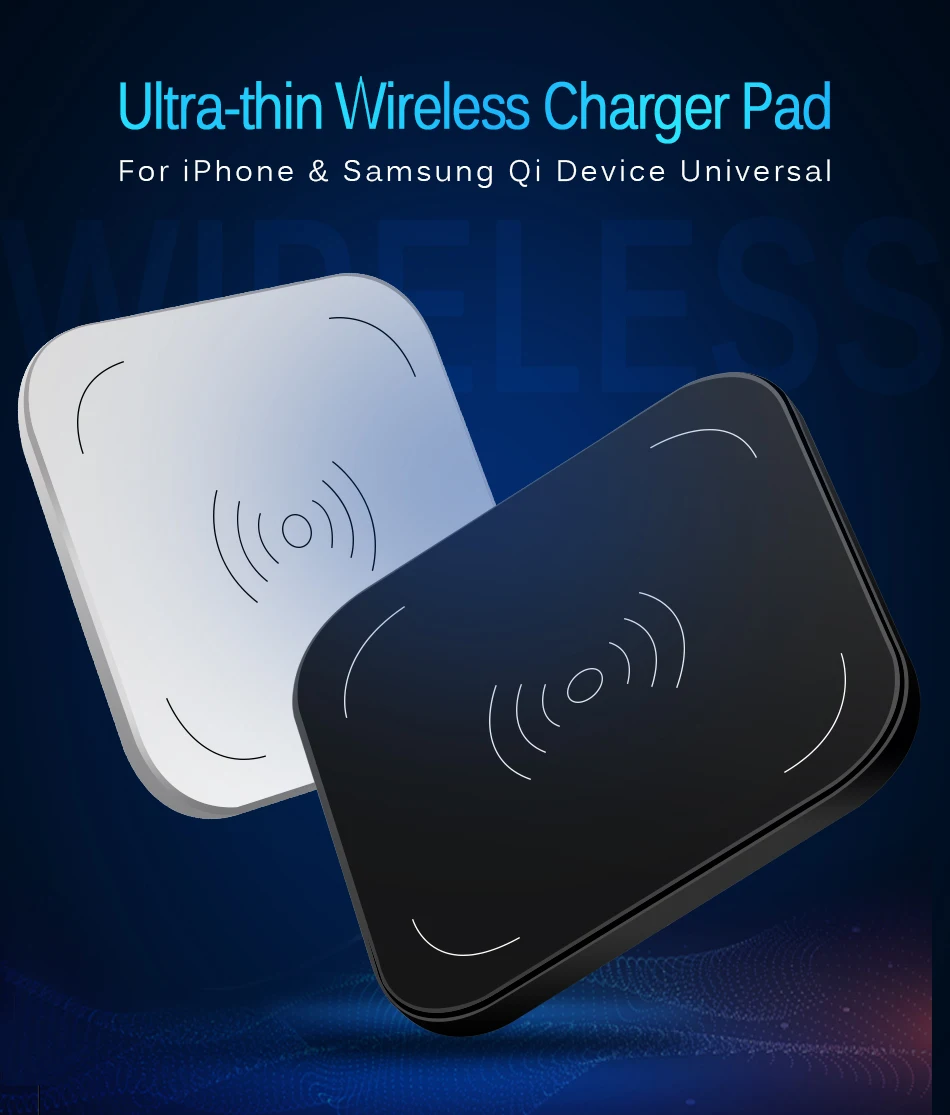 CinkeyPro Wireless Charger Charging Pad for iPhone 8 10 X Samsung S7 S8 5V:1A Adapter Charge Mobile Phone QI Device Universal 1