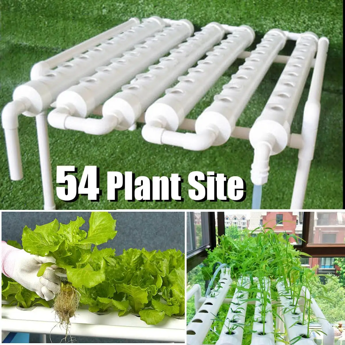 

54 Holes Hydroponic Piping Site Grow Kit Deep Water Culture Planting Box Gardening System Nursery Pot Hydroponic Rack 220V