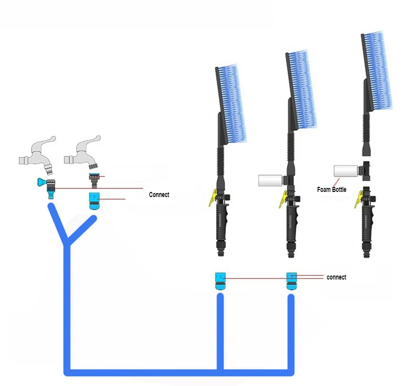 Car Wash Brush Auto Exterior Long Handle Water Flow Switch Foam Bottle gun Car Cleaning Brush Gun Car Cleaning Tool Superfine