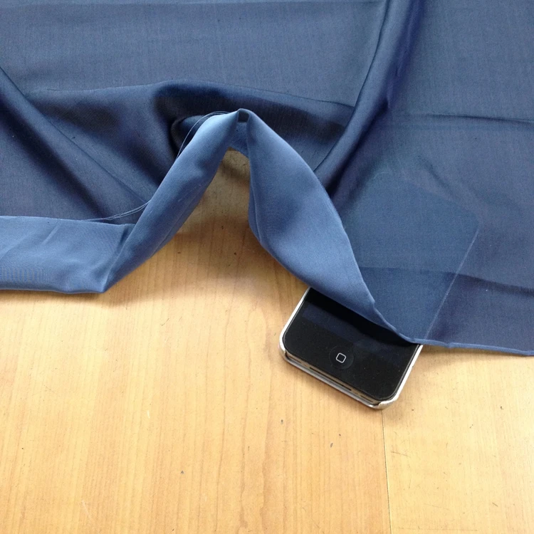 

100% pure silk fabric SATIN-CHIFFON color:DEEP-BLUE,thickness:11mm,width:115cm,length:920cm,#H401TONG