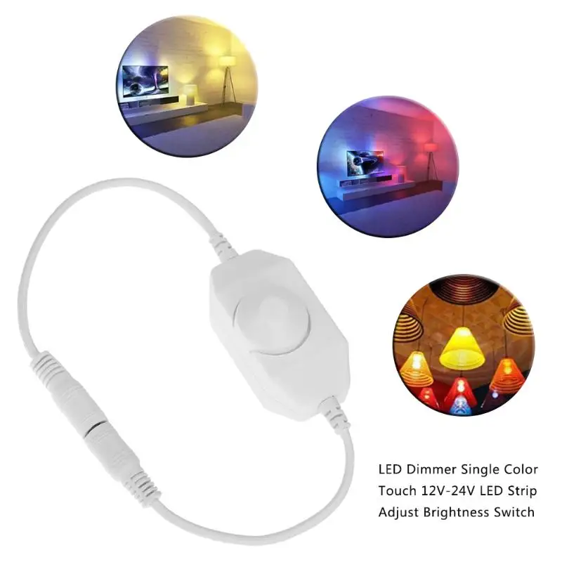 

12-24V Manual Knob LED Control Dimmer Single Color Controller Dimmer Switch for LED Strip Light White Adjustable Dimmer Switch