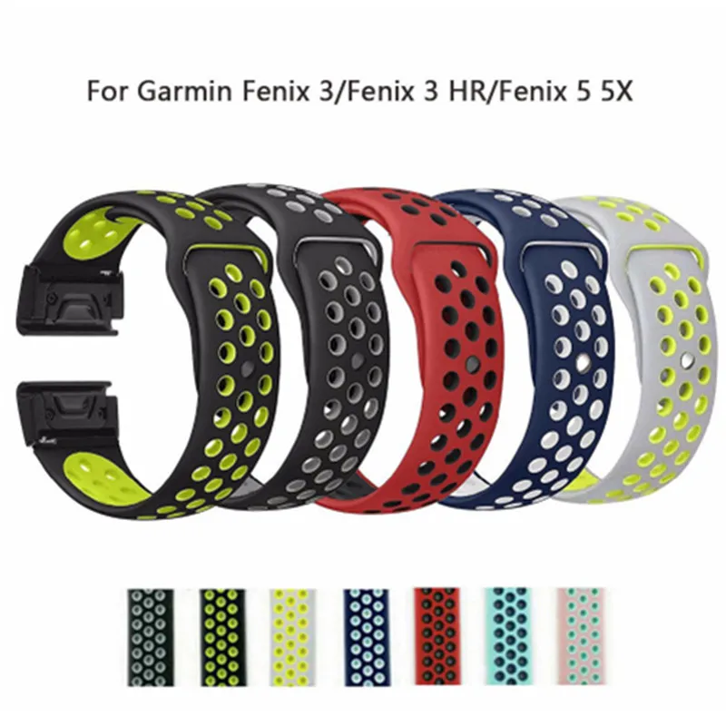 

26mm 22mm Soft Silicone Band For Garmin Fenix 3/Fenix 3 HR/Fenix 5 5X Wristband Quick Fit Band Bracelet strap Fashon Watch Bands