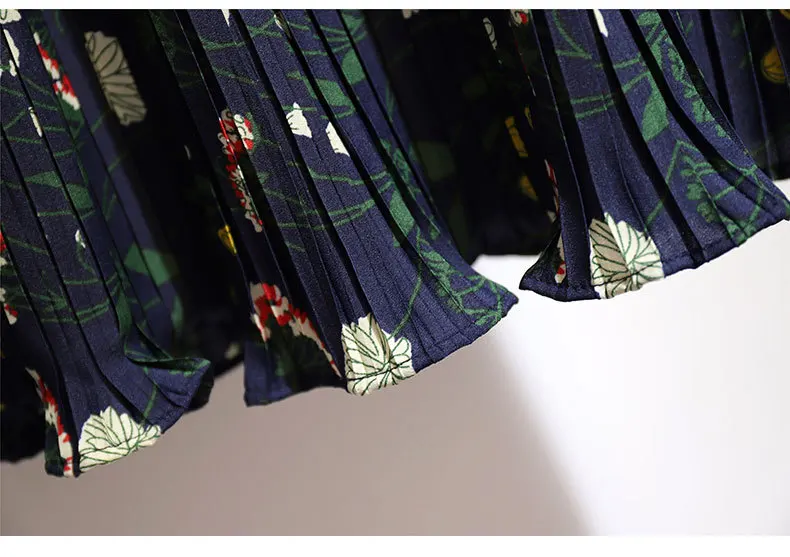 2XL-6XL женские юбки больших размеров летняя юбка с цветочным рисунком шифоновая плиссированная юбка в стиле бохо Ретро женские юбки трапециевидной формы с высокой талией и принтом