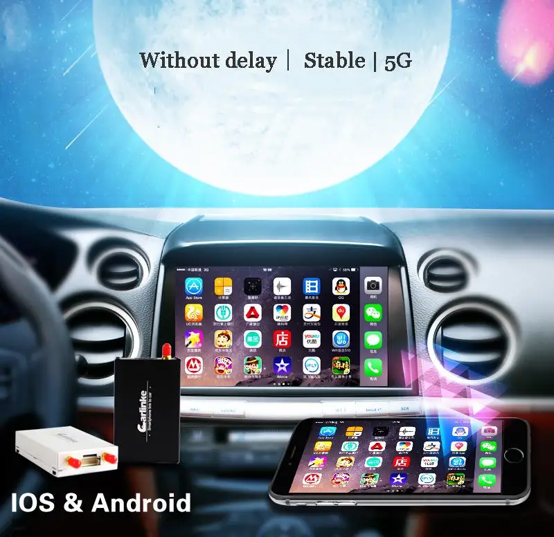Carlinke 5G Wifi Display Converter IOS Android Smart Phone to Car TV by Airplay Mirroring Miracast DLNA allshare ACC IOS10