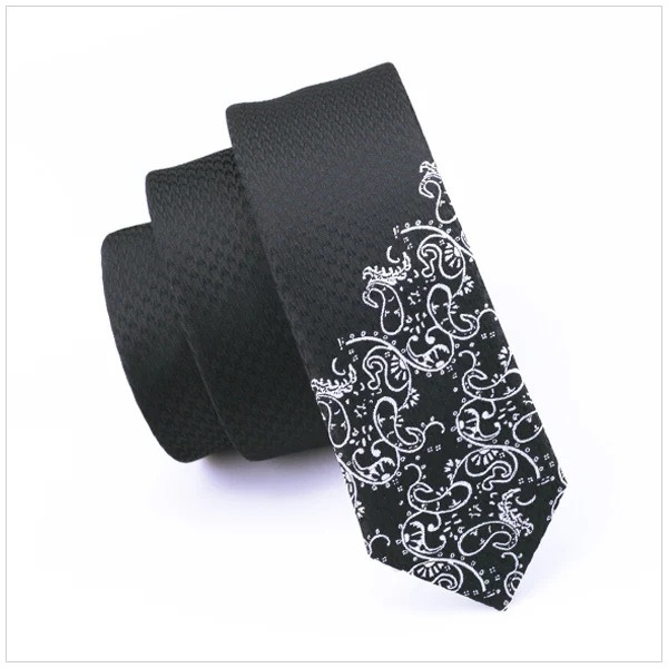 

2018 Fashion Slim Tie Black with Silver Skinny Narrow gravata Silk Neck Ties For men 5.5cm width Wedding dress E-204