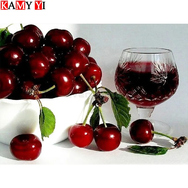 Diamond Embroidery Cherry Picture Of Rhinestones Full square Diamond Painting Fruit Cross Stitch Diamond Mosaic_