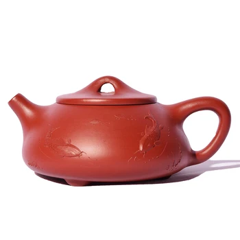 

220ML Authentic Yixing Purple Clay Teapot Hand Painted Vintage Pattern Dahongpao Tea Pot Chahai Raw Ore Ceramic Black Tea Kettle