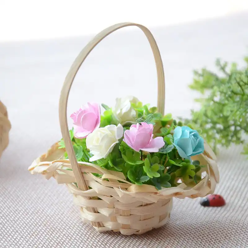 Wcic Mini Woven Bamboo Flower Pots Storage Plant Baskets For Woven Bamboo Flower Pots Storage Plant