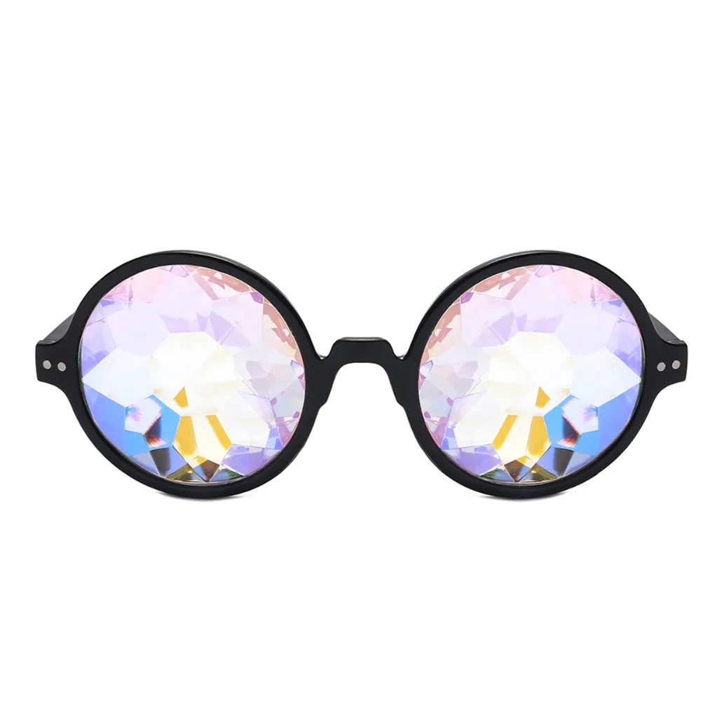 Круглый калейдоскоп, очки для женщин, Рейв, фестиваль, солнцезащитные очки, голографические очки, красочные, знаменитостей, вечерние очки, походные очки