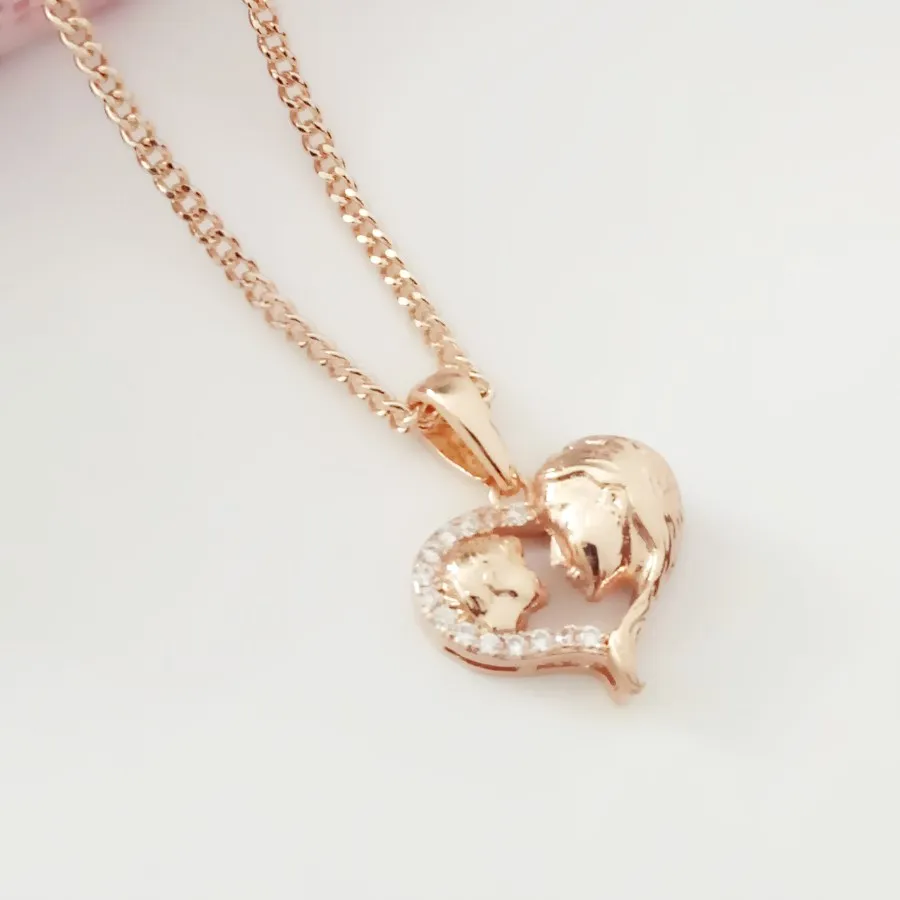 

Women Pendant Religious Mother and Son Pendant Women Jewelry Necklace 585 Rose Gold Color Russian Orthodox Pendant