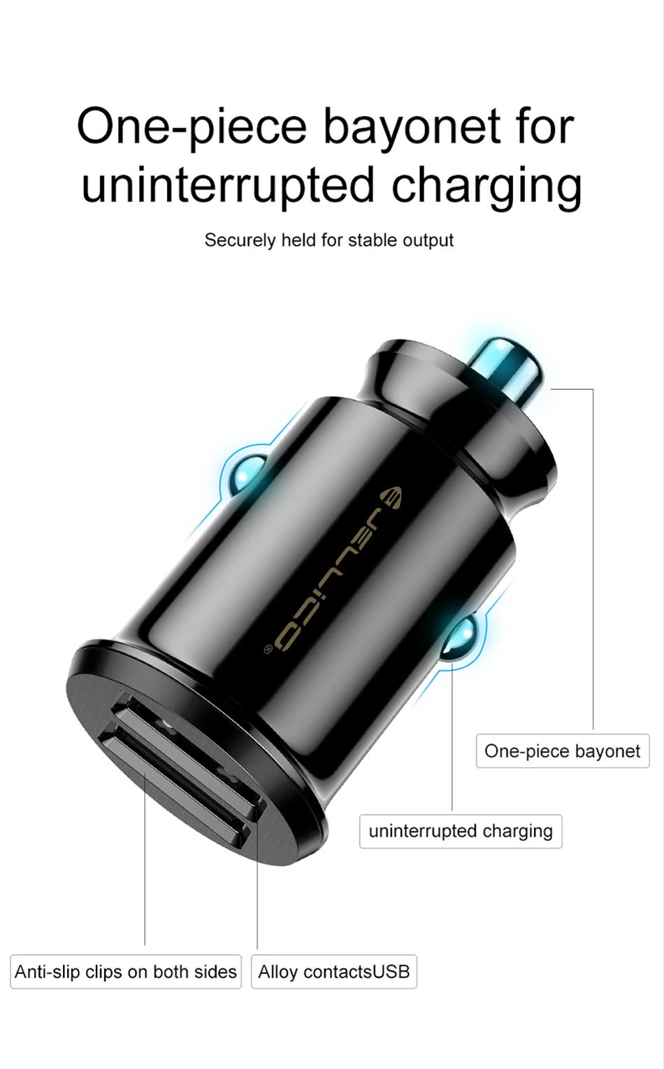 Jellico 3.1A мини USB Автомобильное зарядное устройство для мобильного телефона планшета gps быстрое зарядное устройство автомобильное зарядное устройство двойной USB автомобильный адаптер зарядного устройства для телефона в автомобиле