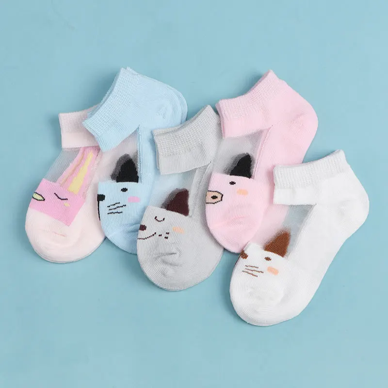 5 пар/лот, детские носки, летние тонкие носки из сетчатого материала для маленьких девочек, хлопковые носки для новорожденных мальчиков, Детские аксессуары