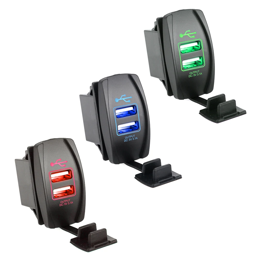 Universal Waterproof 12-24V Dual USB Car Charger Rocker Switch 3.1A 5V 2 Port Power Socket USB Socket Car Charger Power Adapter Universal Waterproof 12-24V Dual USB Car Charger Rocker Switch 3.1A 5V 2 Port Power Socket USB Socket Car Charger Power Adapter