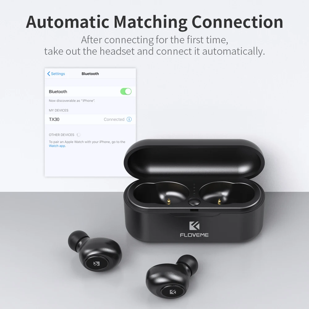 FLOVEME Mini TWS 5 0 Bluetooth наушники 3D стерео беспроводные для iPhone samsung Беспроводные с