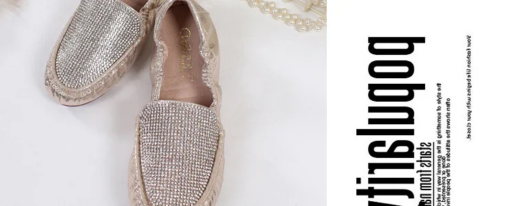 Spring Summer Flats Shoes Women Ballet Shoes For Women Casual Crystal Boat Shoes Slip On Soft Rhinestone Women Flats Plus Size