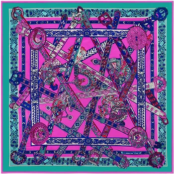 

2017 Luxury Brand 100% Twill Silk Square Scarf Voiture Print Big Size The Song of Unicorn Design Hijab Shawls Wrap Female Scarf