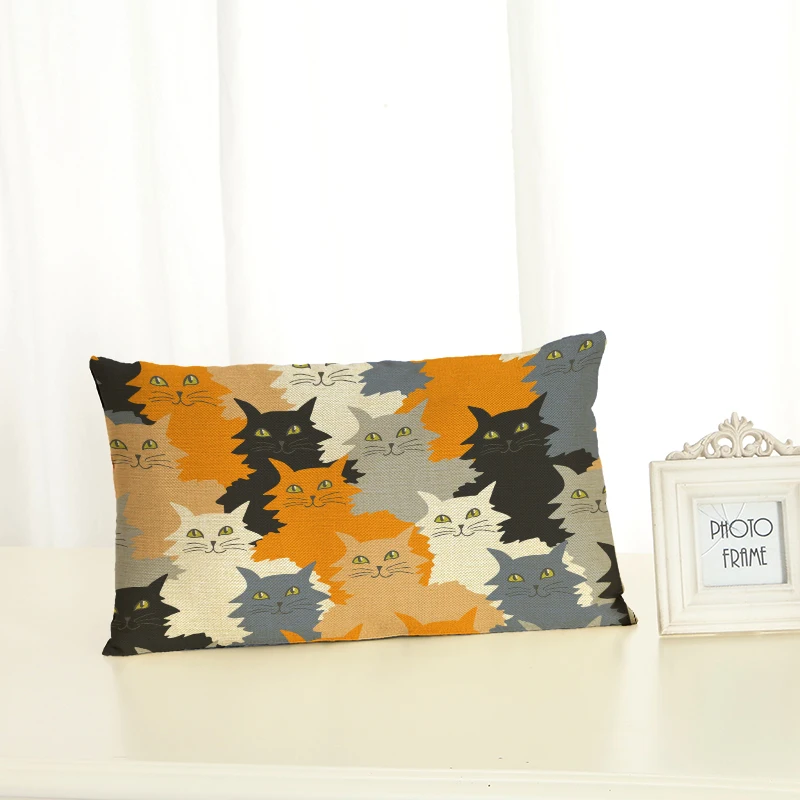 

Personalized Cat Cushion Covers Fashion Creativity Home decoration 30x50 Decorative Beige Linen Pillow Case