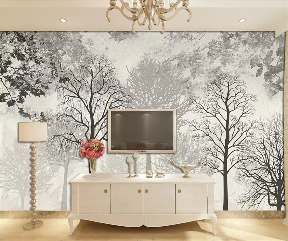 

beibehang Custom wallpaper 3d mural Nordic Elk forest abstract pattern watercolor woods background wall paper 3d papel de parede