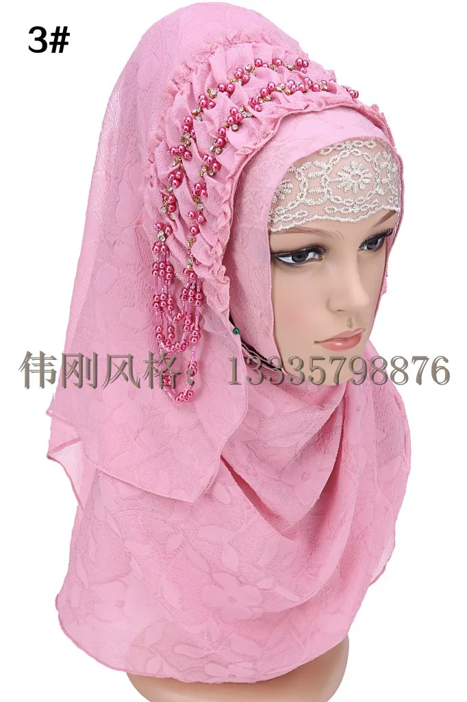 

Fashion design high quality chiffon embroidery Turkish beading hijab istamic style headscarf muslim hijab for women 8 colors