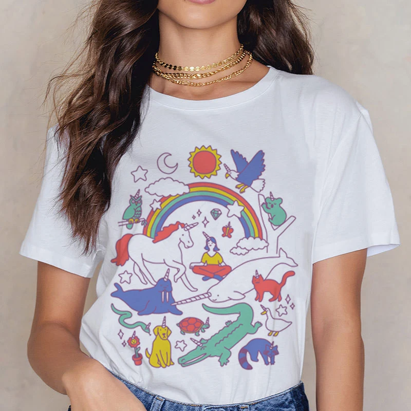 

Unicorn Kawaii T Shirt Women Harajuku Unicornio 90S T-shirt Ullzang Short Sleeve for Girl Tshirt Graphic Fashion Top Tees Female