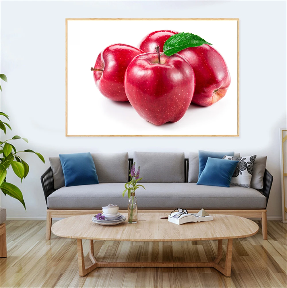 Modern Decoration Home Red Apple Painting Wall Pictures For Living