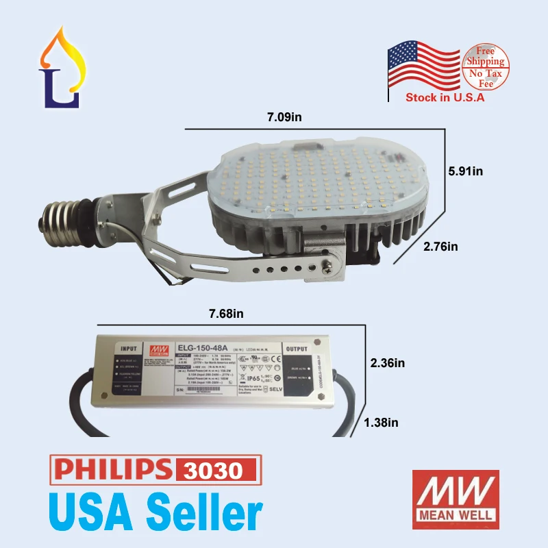 

6 pcs/lot stock in USA led retrofit Kit retrofit projector headlight street light shoebox replament 100W 120W 150W 2.5