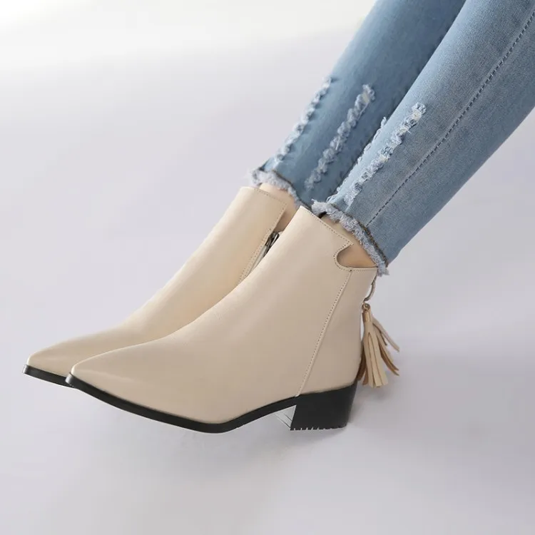 

Big Size 11 12 13 Fashion Trend of Euro-American Fashion Short Shoe with Tip Fine heel and High Heel Side Zipper