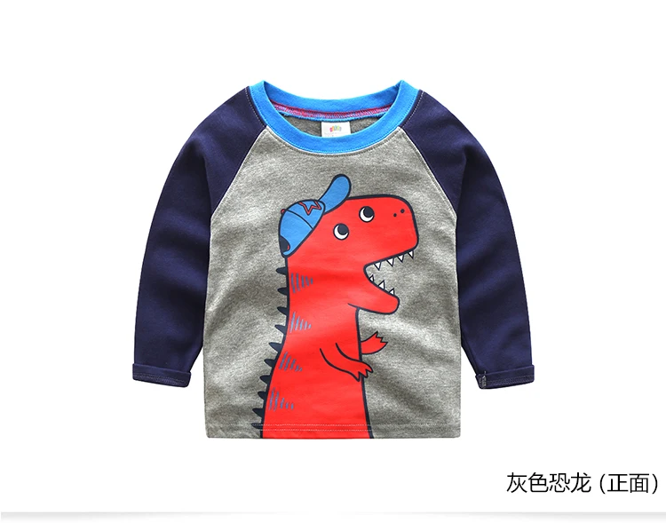 2018 Spring Autumn For 2-8 9 10 Years Children Cotton Striped Color Patchwork Cartoon Animal Baby Kids Boys Long Sleeve T-Shirts (23)
