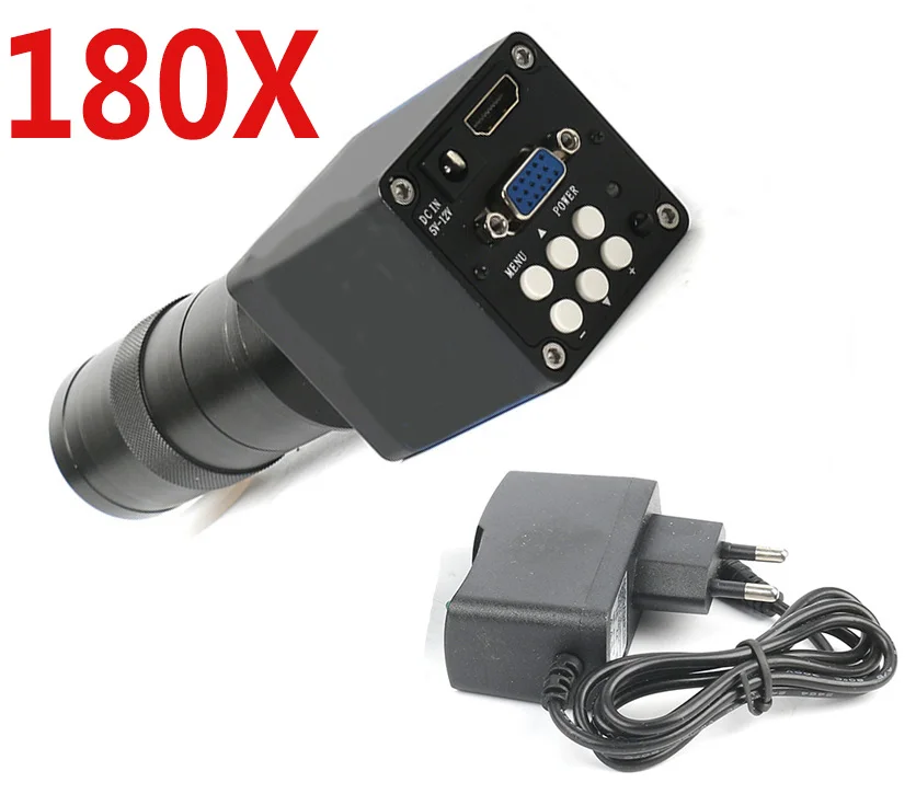 16MP 1080P HD Digital Industry Microscope Camera +180X C mount Eyepiece Lens +Power adapter