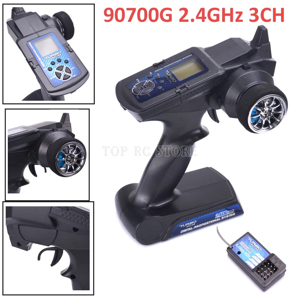 

Turbo Racing 90700G 2.4GHz 3CH Radio Remote Control Transmitter with Receiver LCD Display for RC Car Vehicle Boat RC Truck